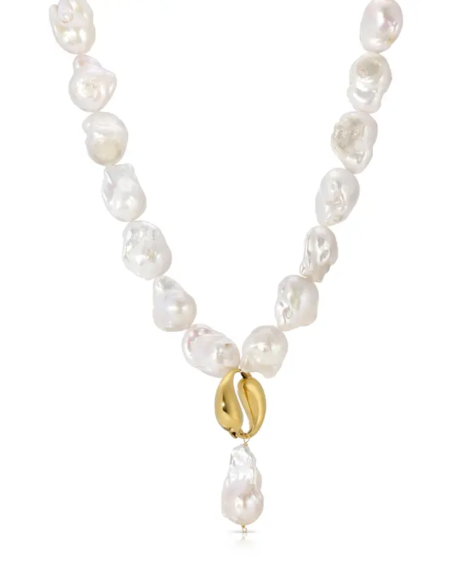 Spiral Pearl Necklace | Metal Color: Gold