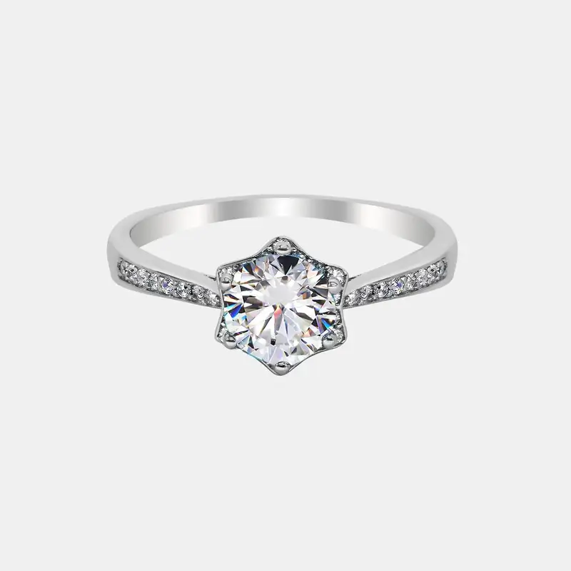 【#282】1CT SYNTHETIC MOISSANITE RING – Elegant Engagement Jewelry for Women, Perfect for Daily Wear, Special Occasions