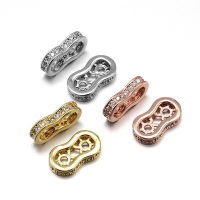 Brass Micro Pave Cubic Zirconia Spacer Bars