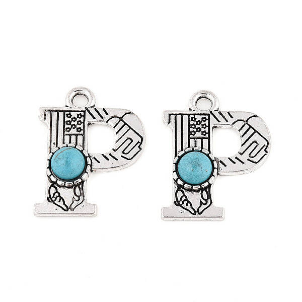 Synthetic Turquoise & Alloy Pendants