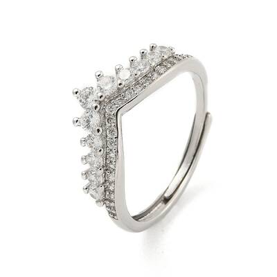 Brass Micro Pave Cubic Zirconia Adjustable Rings