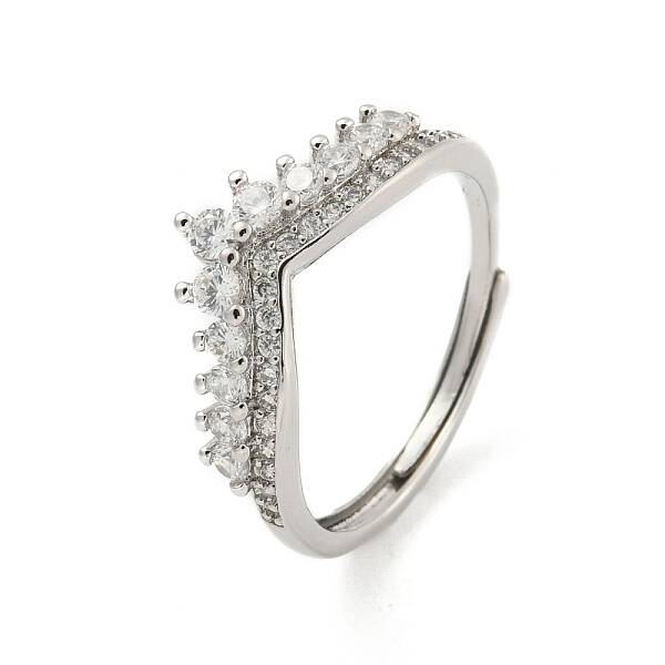 Brass Micro Pave Cubic Zirconia Adjustable Rings