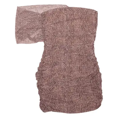 MISTRESS ROCKS Ruched Bodycon Dress Brown Animal Print Mesh Sleeveless Short Womens UK 4