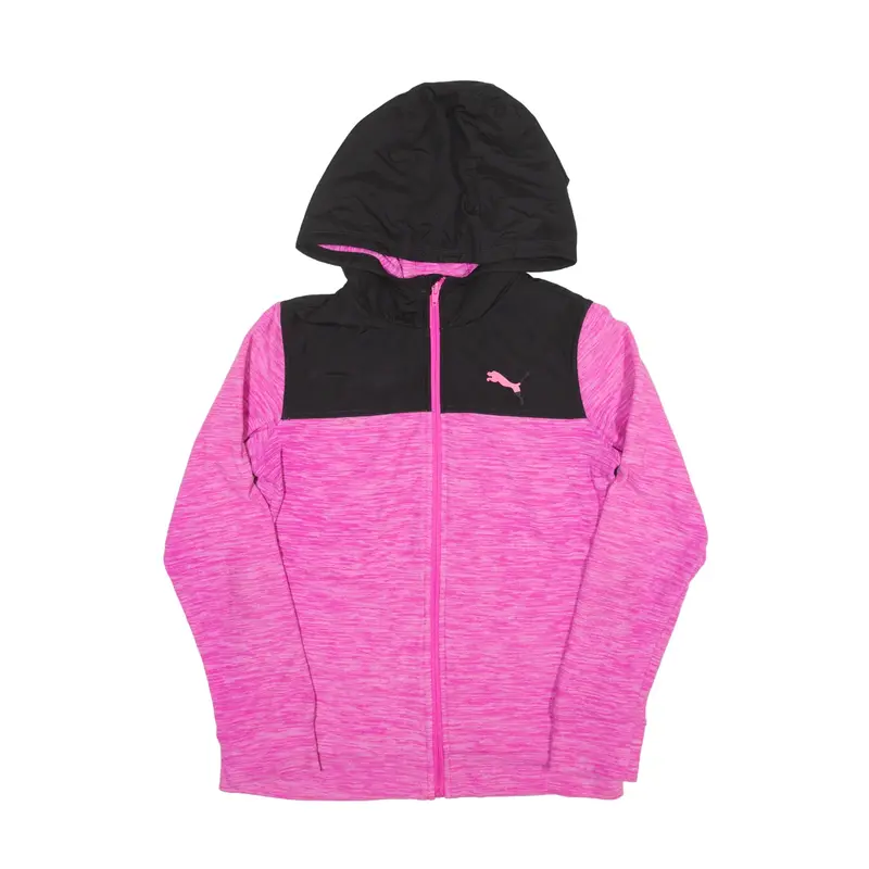 PUMA Faux Fur Hoodie Pink Full Zip Girls L