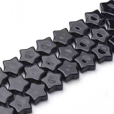 Natural Black Stone Beads Strands
