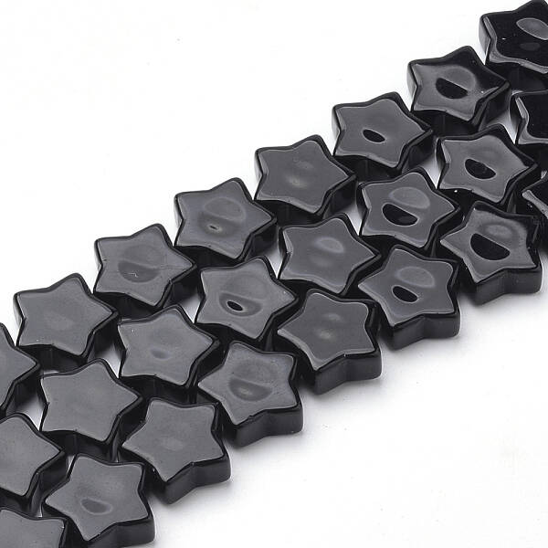 Natural Black Stone Beads Strands