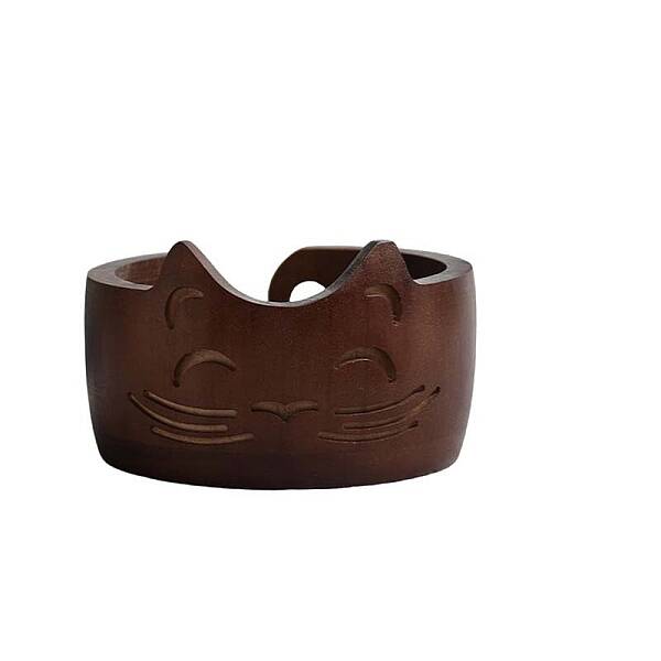 Cat Portable Wood Yarn Bowl