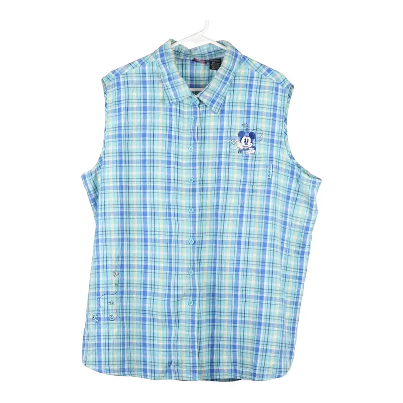 Mickey Mouse Mickey Unlimited Checked Short Sleeve Shirt - 2XL Blue Cotton