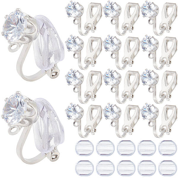 32Pcs Brass Clip-on Earring Findings