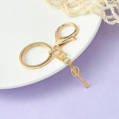 304 Stainless Steel Initial Letter Key Charm Keychains