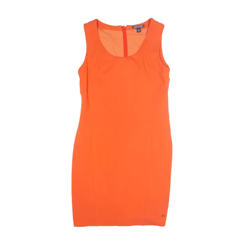 TOMMY HILFIGER Formal Summer Pencil Dress Orange Sleeveless Knee Length Womens UK 8