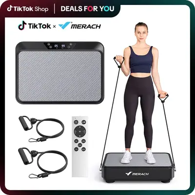 MERACH Square Vibration Plate Exercise Machine 265lbs Capacity, Comfortable Lymphatic Drainage For Full Body Workout, Home Gy...