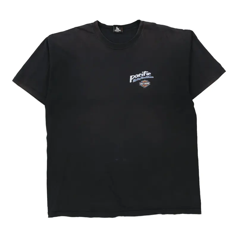 Hawaii Harley Davidson Graphic T-Shirt - 2XL Black Cotton