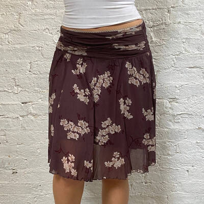 Kookai Floral Midi Skirt - Small Purple Polyester