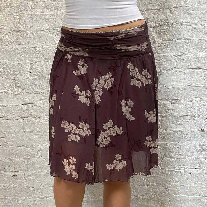 Kookai Floral Midi Skirt - Small Purple Polyester