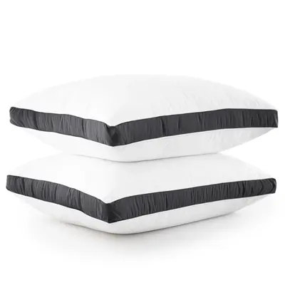 Lux Decor 2 Pc Gusseted Pillows-Premium Quality & Geometric Pattern Fluffy Hotel Luxury Bed Pillows for Back, Stomach & Side ...