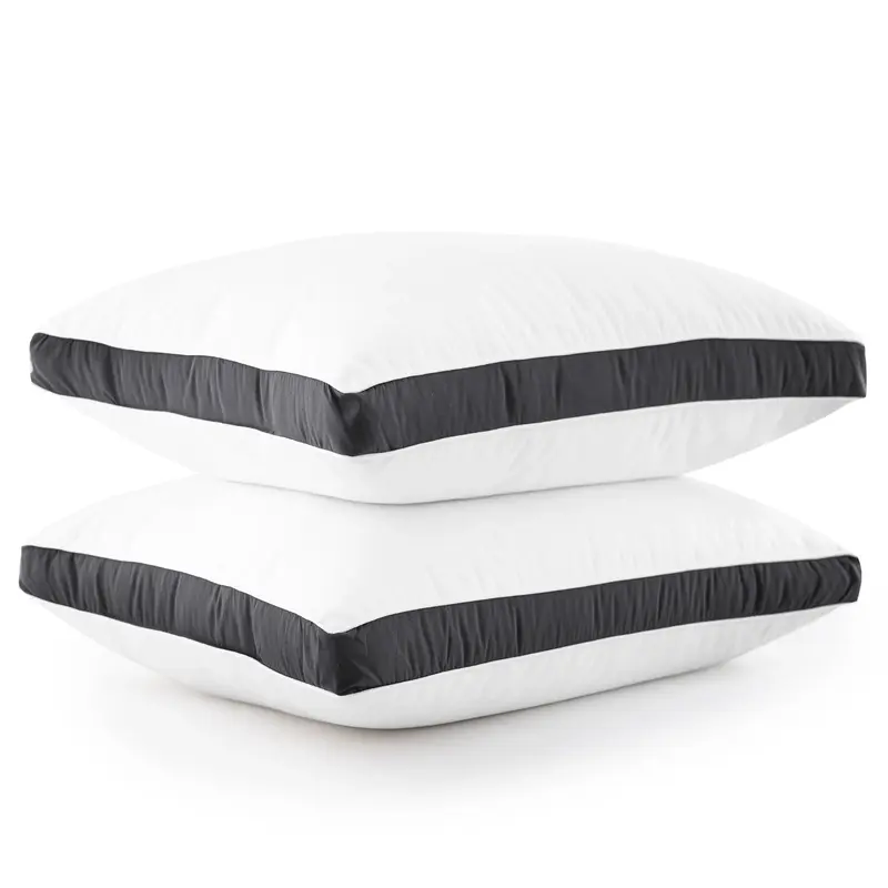 Lux Decor 2 Pc Gusseted Pillows-Premium Quality & Geometric Pattern Fluffy Hotel Luxury Bed Pillows for Back, Stomach & Side ...