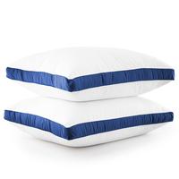 Lux Decor 2 Pc Gusseted Pillows-Premium Quality & Geometric Pattern Fluffy Hotel Luxury Bed Pillows for Back, Stomach & Side ...