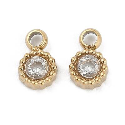 304 Stainless Steel Micro Pave Cubic Zirconia Pendants