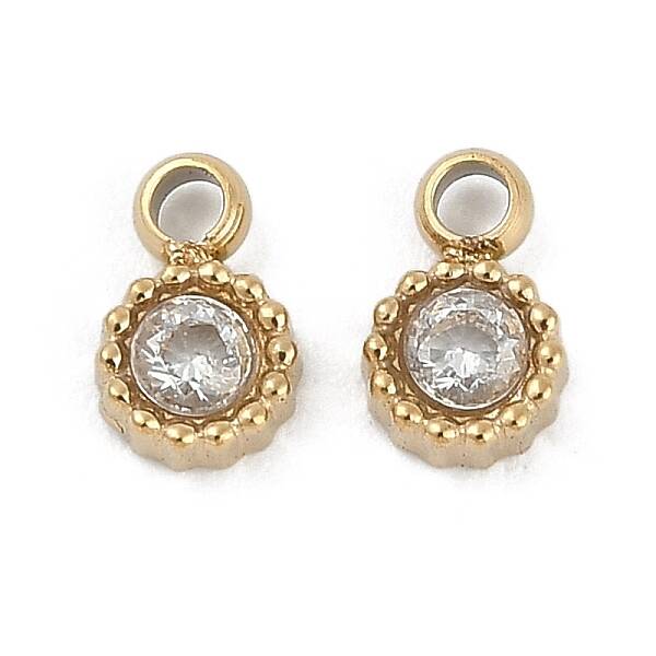 304 Stainless Steel Micro Pave Cubic Zirconia Pendants
