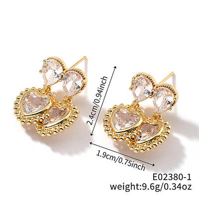 Chic Brass Clear Cubic Zirconia Stud Earrings