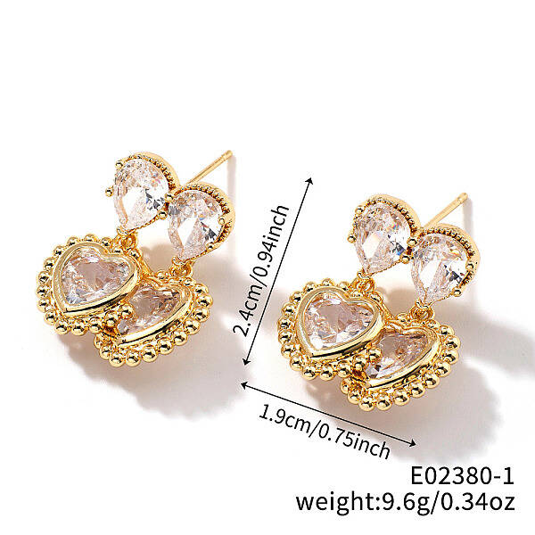 Chic Brass Clear Cubic Zirconia Stud Earrings