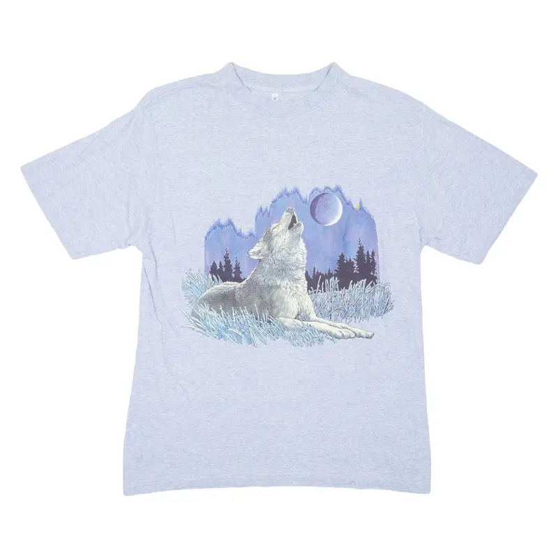 Wolf Mens T-Shirt Blue M