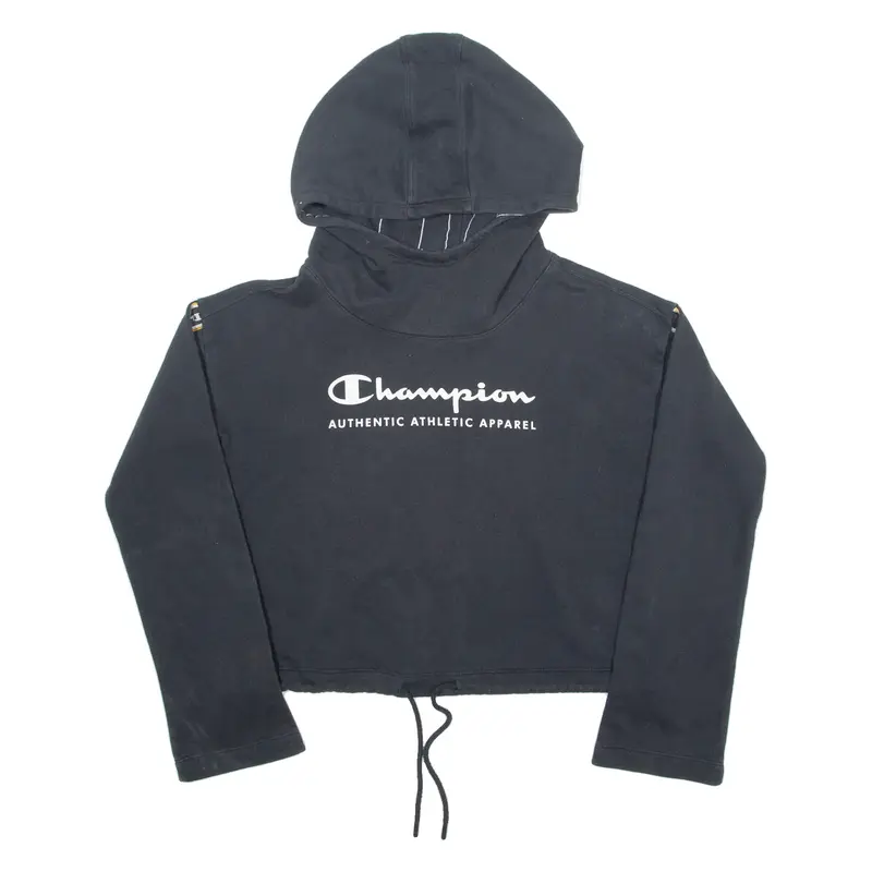 CHAMPION Cropped Womens Black Hoodie S