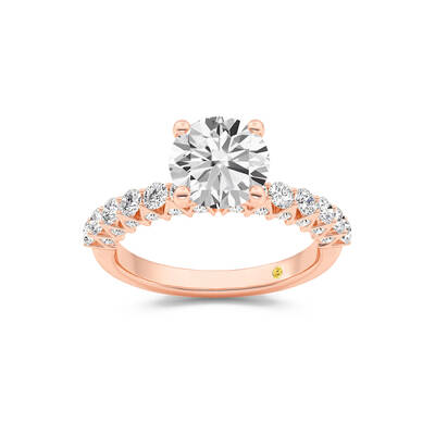 Verda Art Deco Inspired V-Prong Round Lab Grown Diamond Engagement Ring | 14K Rose Gold 2 CT. TW.