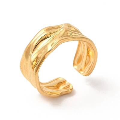 Ion Plating(IP) 304 Stainless Steel Twist Open Cuff Ring for Women