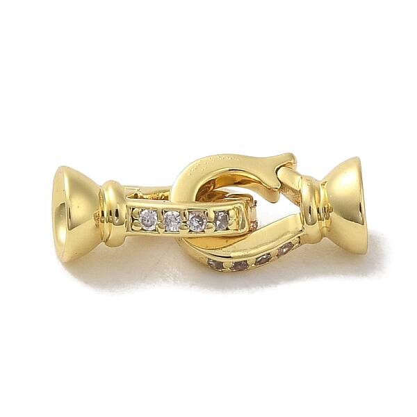 Rack Plating Brass Micro Pave Clear Cubic Zirconia Fold Over Clasps