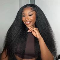 Ronashow Kinky Straight Natural Color 13*6*1 T part Transparent Lace Front Human Hair Wigs