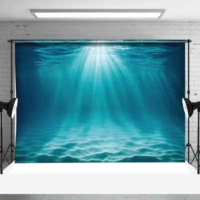 Mysterious Seawater Wave Sunlight Summer Backdrop - Aperturee