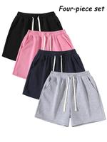 Men's Solid Color Drawstring Waist Shorts, Regular Fit Casual Comfy Breathable Shorts for Daily Wear, Men's Bottoms for All S...