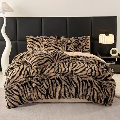Animal Print Duvet Cover Set, 3 Counts/set Including 1 Duvet Cover & 2 Pillowcases, Soft Comfortable Bedding Set for Home Bed...