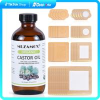 [Large Bottle] MUZAMOX Castor Oil Organic Cold Pressed Unrefined Glass Bottle (8fl.oz/237ml), Castor Oil Pack Wrap Organic Co...