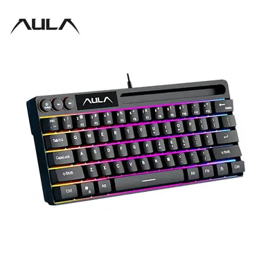 AULA Wired Gaming Keyboard, 64 Key Wired Backlit Keyboard for Gaming Study Work, Multifunctional Portable Keyboard for Deskt...