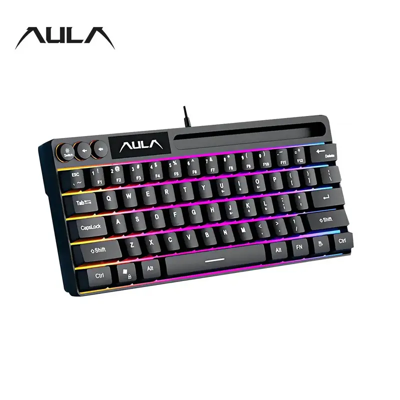 AULA Wired Gaming Keyboard, 64 Key Wired Backlit Keyboard for Gaming Study Work, Multifunctional Portable Keyboard for Deskt...