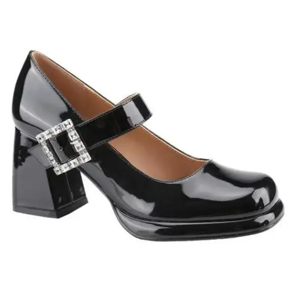 Belovely Women's Platform Mary Jane Pumps | Coquette Doll Style Square Toe Ankle Strap Chunky Heels | Wide Feet Friendly Offi...