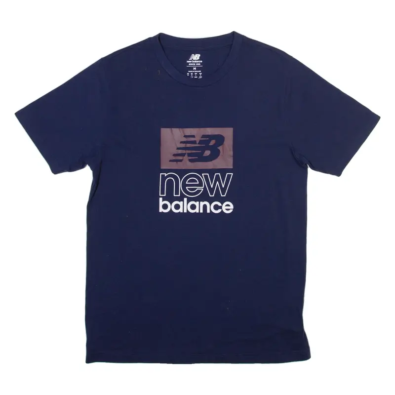NEW BALANCE Mens T-Shirt Blue Crew Neck M