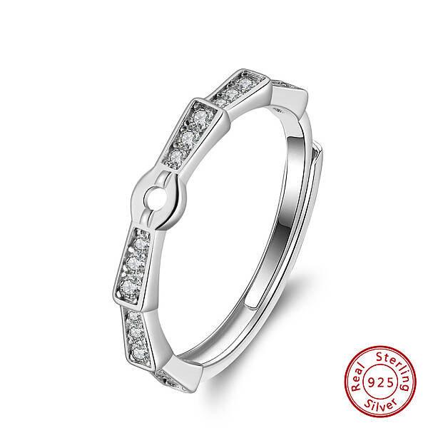 Plated 925 Sterling Silver Cubic Zirconia Adjustable Finger Ring Components