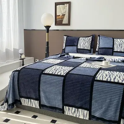 Plaid Print Soft Bed Blanket, 1 Count Soft Cozy Throw Blanket, Warm Napping Blanket For Home Office School Travel