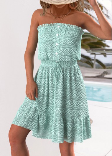 Modlily Mint Green Lace Sleeveless Bandeau Dress - M