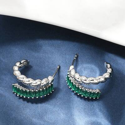 Twist Brass Micro Pave Cubic Zirconia Stud Earrings