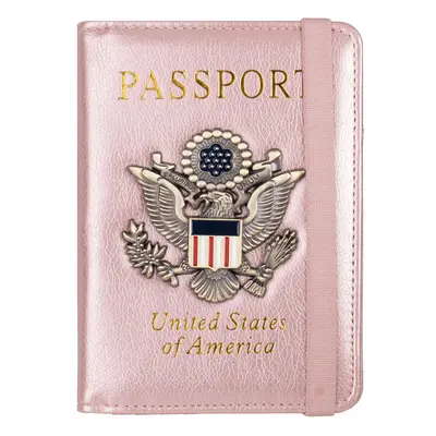 Blocking Passport Holder for Women Men, Leather Passport Travel Wallet with Metal 3D Metal Badge, Travel Document Holder Cove...