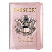 Blocking Passport Holder for Women Men, Leather Passport Travel Wallet with Metal 3D Metal Badge, Travel Document Holder Cove...
