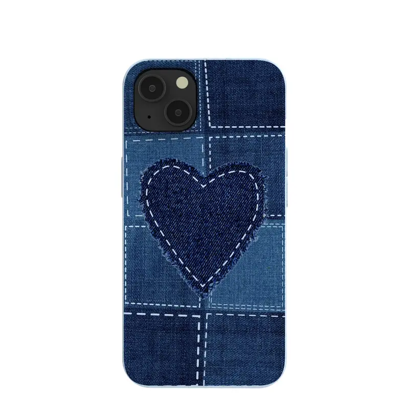 Powder Blue Denim Heart iPhone 13 Case