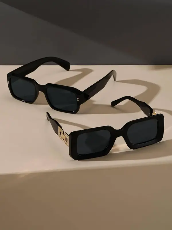 Unisex Street Trend Square Frame Sunglasses (2 Pairs), Trendy Sunglasses for Everyday Use, Fashion Accessories for Outdoor Ac...