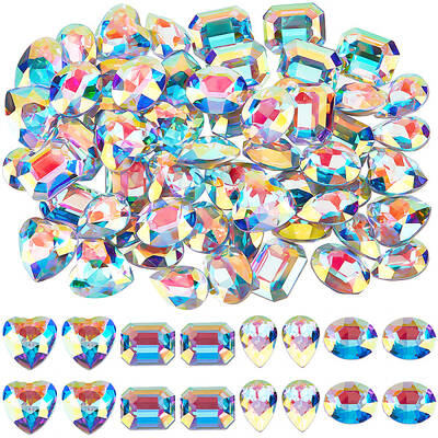 56Pcs 4 Styles Glass Rhinestone Cabochons
