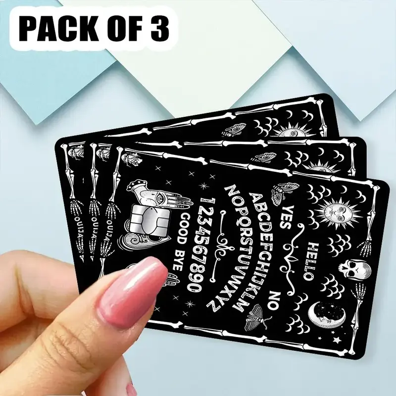 Card Accessories - Funny Credit Card Skin Wrap Sticker, 3 Counts/set Black Fashion Skull Money Credit Card Skin Cover, Debit ...